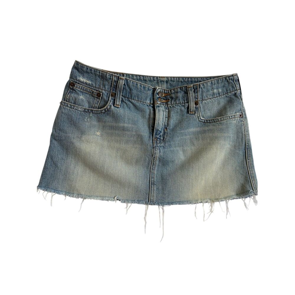 Vintage Abercrombie & Fitch Y2K Mini Cut Off Jean Skirt Sz 6